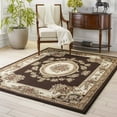 thumbnail image 6 of Pastoral Medallion Brown French 5x7 (5'3" x 7'3") Area Rug European Floral Formal Traditional Area Rug Stain Resistant Shed Free Modern Classic Contemporary Thick Soft Plush Living Dining Room Rug, 6 of 9