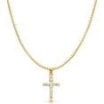 thumbnail image 1 of 14K Two Tone Gold Crucifix Cross Religious Charm Pendant with 1mm Box Chain Necklace - 20", 1 of 4