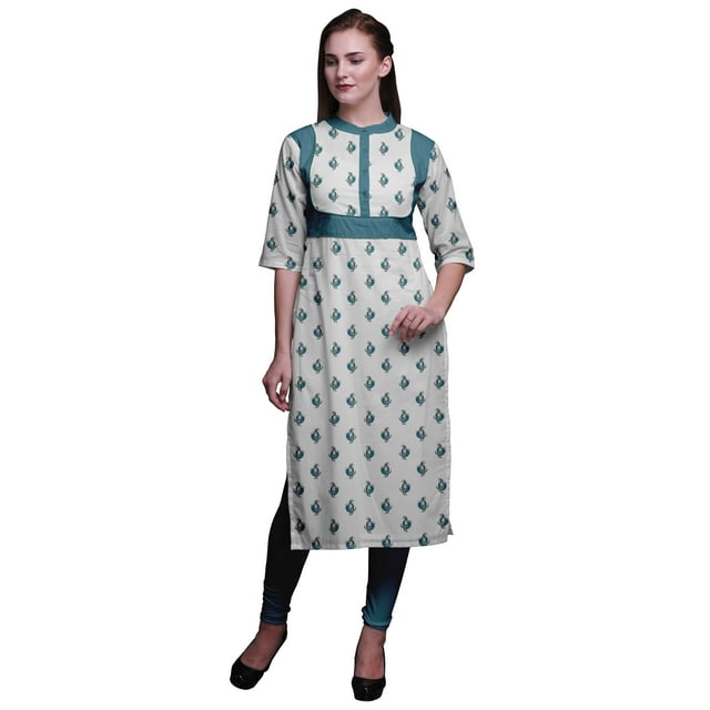 Bimba Robe Tunique Droite en Viscose Imprimée Style Santoon pour Femmes Vêtements Indiens