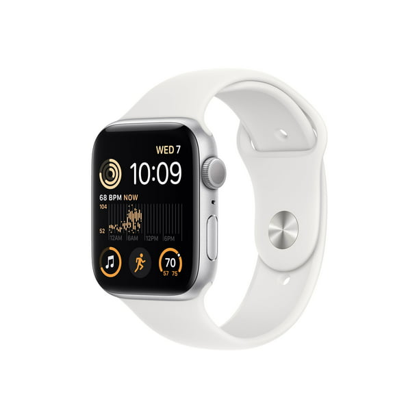 Apple Watch SE (2nd Gen) GPS 44mm Silver Aluminum Case with White Sport  Band - M/L