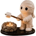 thumbnail image 2 of Halloween Campfire Tealight Holder, Cute Ghost Mummy Scarecrow Statue Candle Holders, Ghost Campfire Gathering for Indoor Halloween Decor, Cozy Fall Tabletop Accent (A1), 2 of 6
