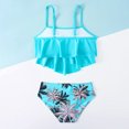 thumbnail image 6 of OYXSER Girls Swimsuit Bikini Set 2 Piece Bathing Suit for Teens Tiered Ruffled Adjustable Straps Cute Bikini Swimwear, Blue 11-12Y, 6 of 7