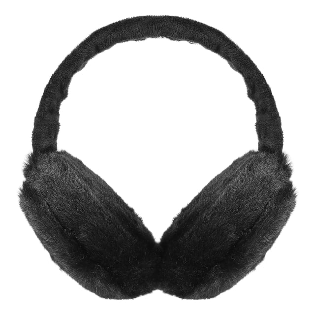 Calentador de orejas de felpa de invierno, accesorio para exteriores, para mujeres y niñas (negro)