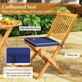 thumbnail image 5 of QISHENSHUI 4 Pieces Folding Outdoor Dining Chairs, Acacia Wood Patio Chairs with Soft Cushions, Slatted Backrests and Seats, Outdoor Chairs for Porch, Balcony, Deck and Yard (4, Navy, One-Size), 5 of 8
