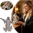 thumbnail image 4 of Liamobondopolis Tattered Ghost Resin Statue with Chain Tombstone Detail for Halloween Tabletop Haunted House Decor 3.94 In, 4 of 8