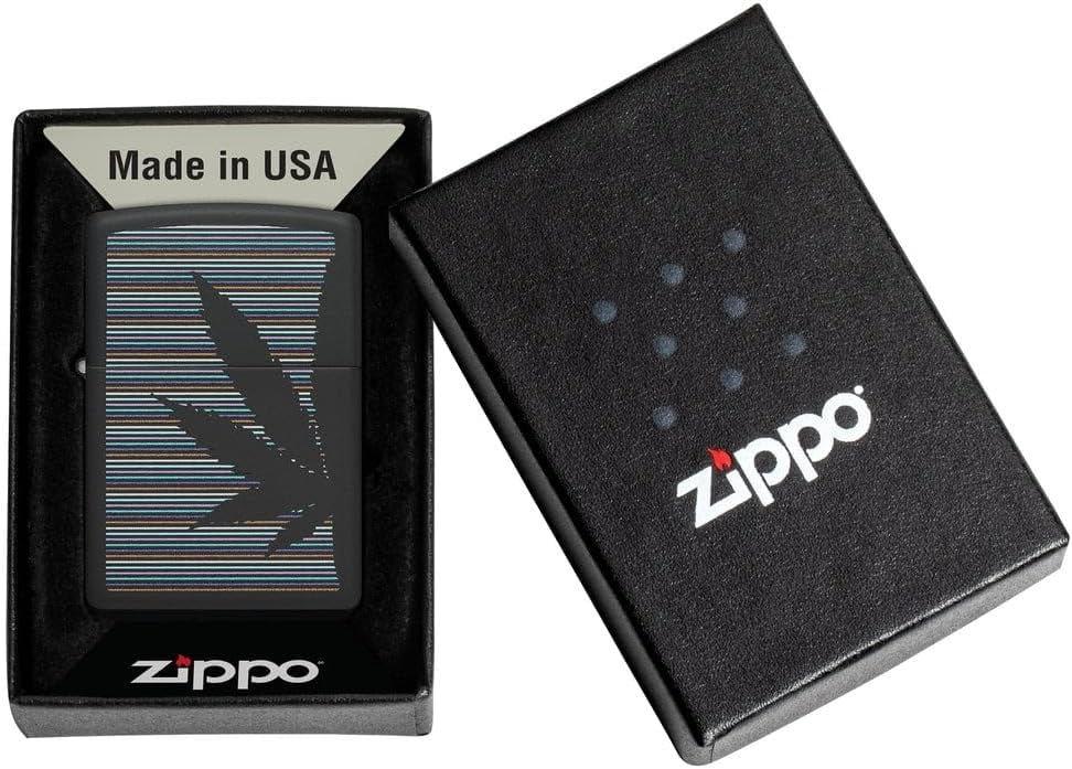 Zippo Lighter - Custom Message Engrave Leaf with Lines - Black Matte 48927