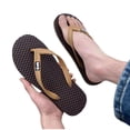 thumbnail image 4 of HomeDM Women's Men's Flip Flops Comfort Non Slip House Slippers Slip-On Summer Flat Sandals for Casual Bathroom Beach, Brown Size 6-6.5, 4 of 9