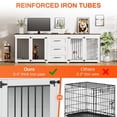 thumbnail image 5 of Wiilayok 94.5" Dog Crate Furniture for 2 Large Medium Dogs, Wooden Dog Kennel TV Stand with 3 Storage Drawers, 4 Bowls & Locks, White Indoor Dog House, 5 of 9