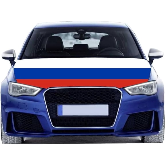 Russia Flag Oversized Car Hood Cover 3.3X5FT/6X7FT 100% Polyester Elastic Fabrics Can be Washed Suitable for Large SUV and Pickup Trucks ( 6x7FT)