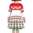 thumbnail image 3 of Renewold Fashion Aztec Ethnic Midi Dress Girls Long Sleeve Reindeer Xmas Trees Self Cultivation Sundress Kids Christmas Special Occasion Dresses Size 3XL, 3 of 4