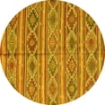 thumbnail image 1 of Ahgly Company Machine Washable Indoor Round Oriental Yellow Traditional Area Rugs, 8' Round, 1 of 4