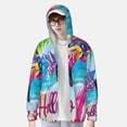 thumbnail image 2 of Fotbe Tropical Flamingo Summer Chaqueta con Protección Solar UPF 50+ para Hombre y Mujer, Camisa con Capucha y Bolsillos-XX-Large, 2 of 7