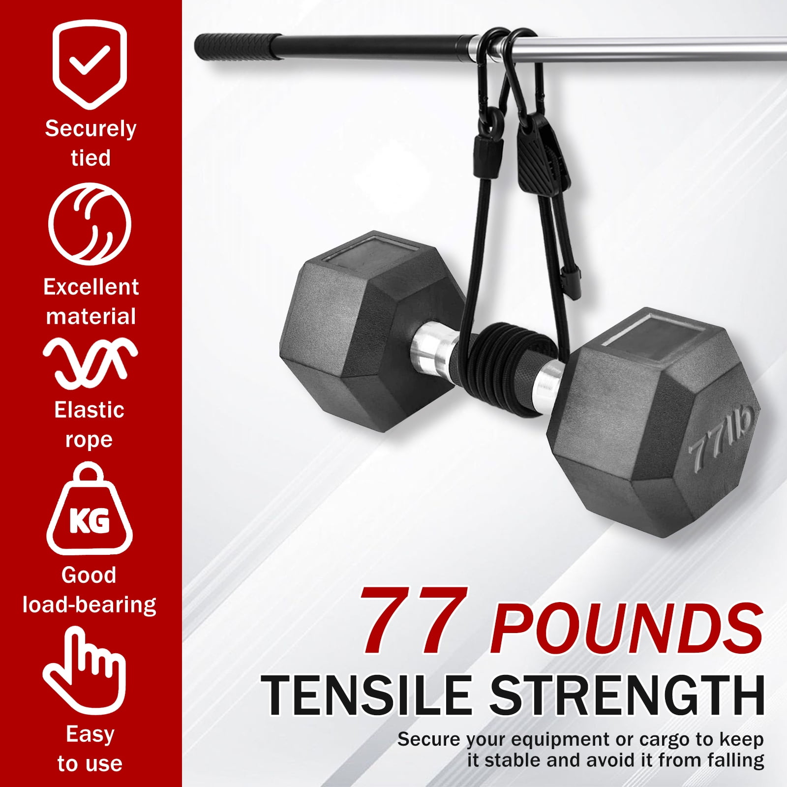 Adjustable Bungee Cords with Hooks 48 Inch, 8 PCS Adjust from 7" to 48" Bungee Straps with Carabiner Hooks Heavy Duty Outdoor for Camping, Cargo, Bike,Tarps, Tents, Bike, Luggage, Boats,etc