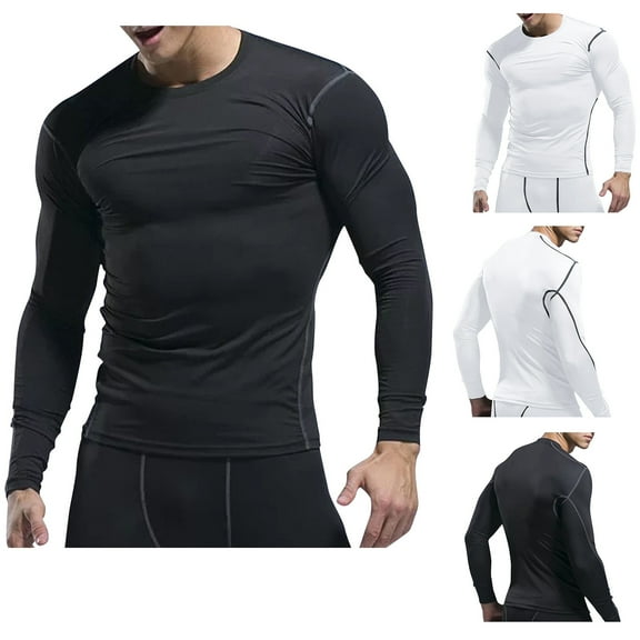 ZRGHAOYLQ Men Quick Dry Moisture Wicking Mens Long Sleeve Tee Shirts Big and Tall Plus Size T Shirts Sport Muscle Shirt Workout Tops