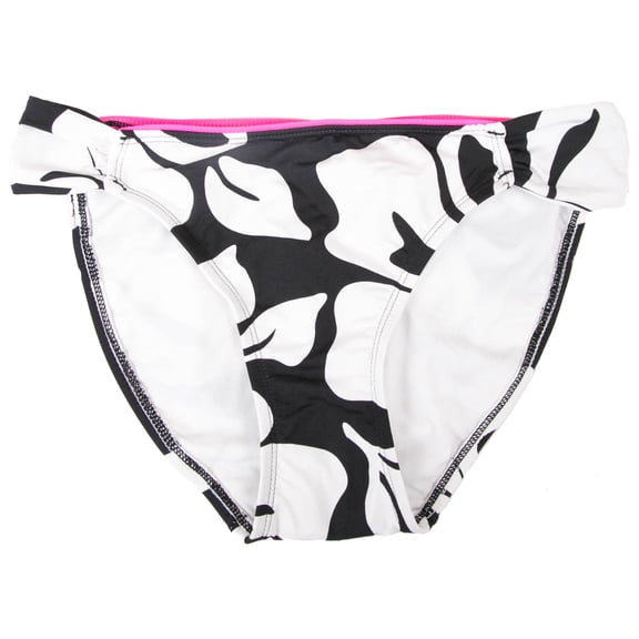 Jag Women's Black and White Patterned with Cinched Hip Detail Bikini Swim Bottom