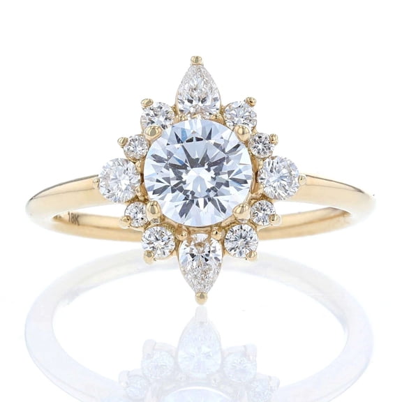 vylahjewellery Brilliant Round Cut Diamond Engagement Ring 10K Vermeil Yellow Gold Promise Anniversary Bridal Jewelry Vintage Luxury Design Handmade Wedding Rings
