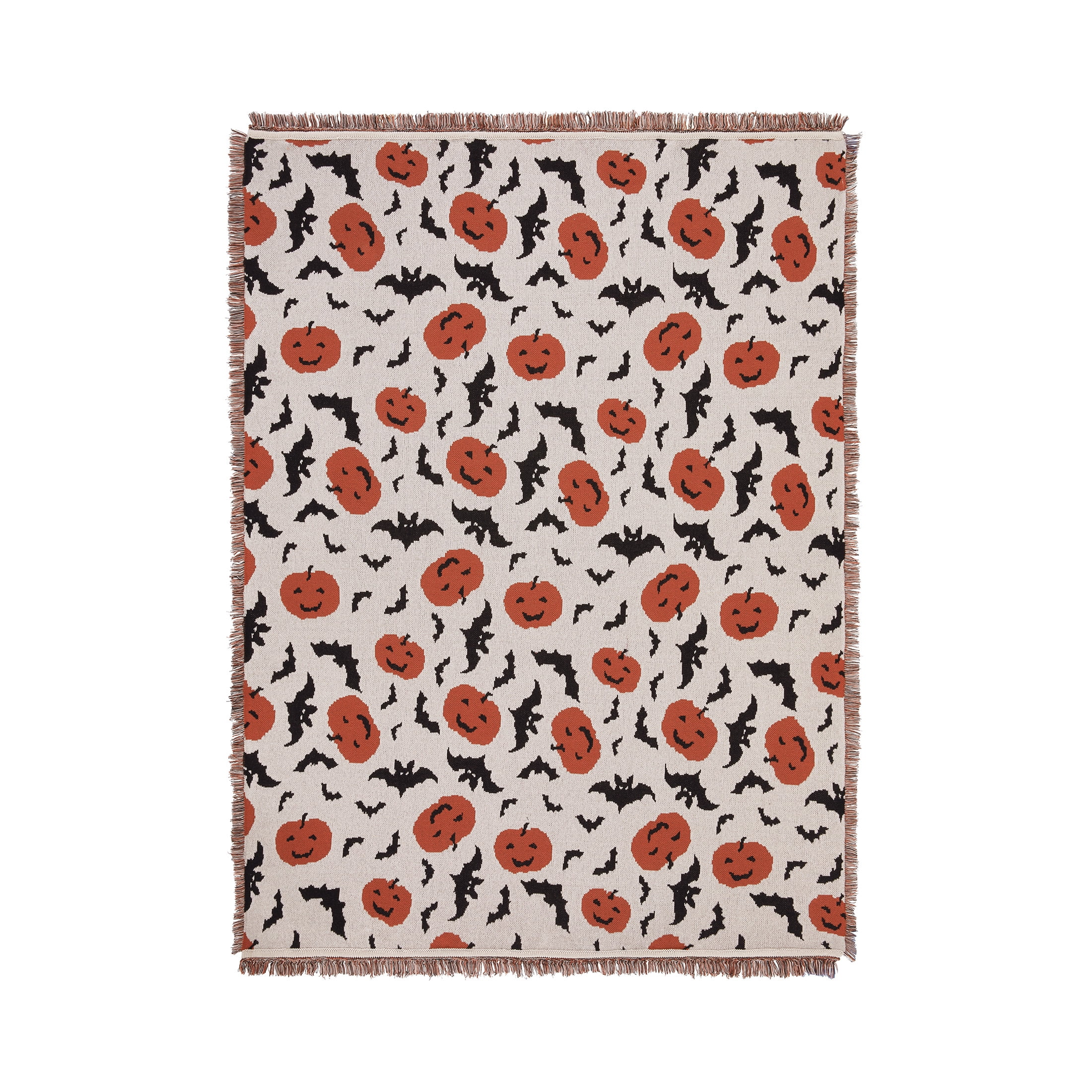 Way To Celebrate Halloween Pumpkins & Bats Jacquard Knitted Tapestry Throw, 50 in x 60 in
