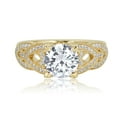 thumbnail image 2 of AVORA 10K Yellow Gold 2 Carat Simulated Diamond CZ Intricate Engagement Wedding Anniversary Ring  - Size 7.5, 2 of 5