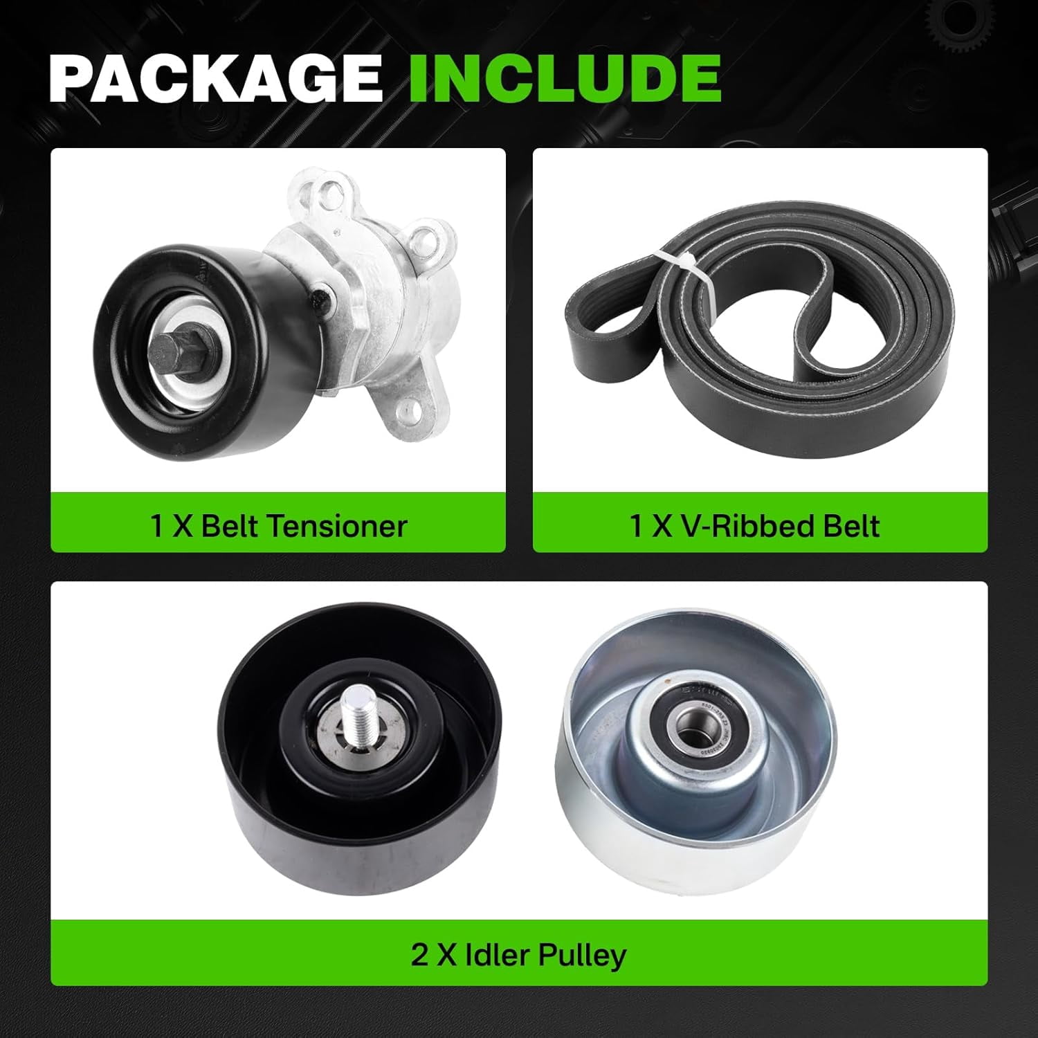 11955JA10D Engine Drive Belt Tensioner Idler Pulley Serpentine Belt Kit Compatible with 2009-2015 Nissan Maxima 3.5L V6 Replace 39155 11925JA100 11955JA10A 11925JA11A 7PK1705