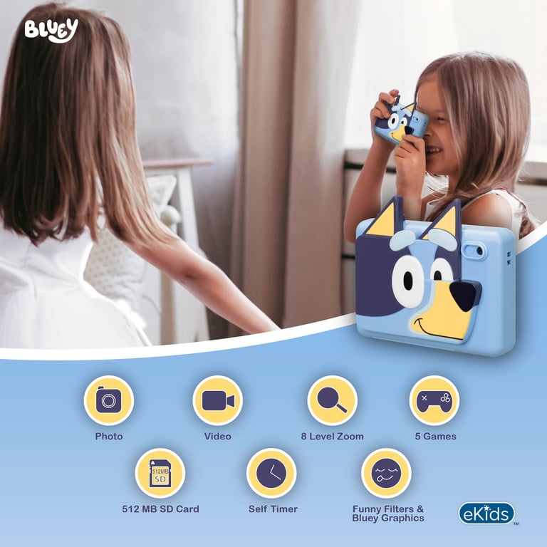 eKids Bluey Kids Camera with SD Card & Built-in Stickers - Walmart.com