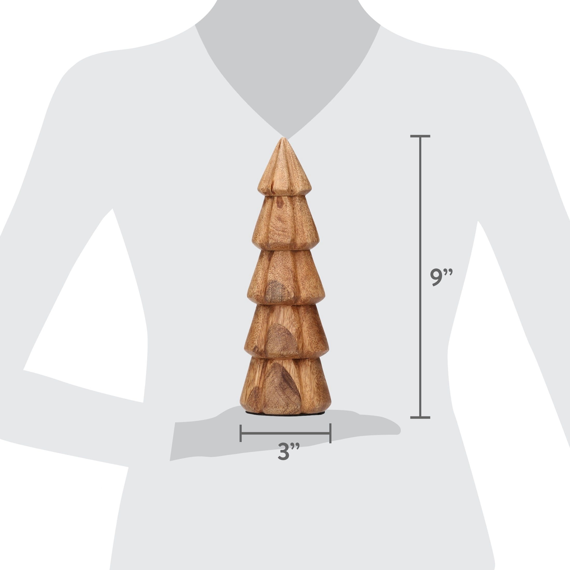Wood Tree Christmas Decoration, Natural, 9", by Holiday Time
