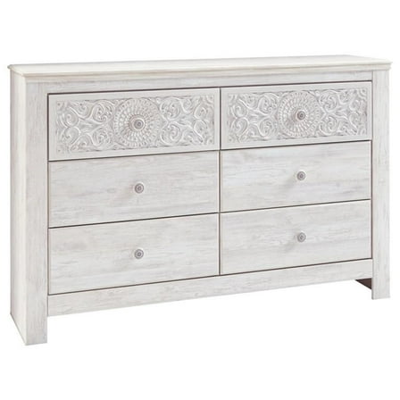 Bowery Hill Modern / Contemporary 6 Drawer Dresser in Whitewash