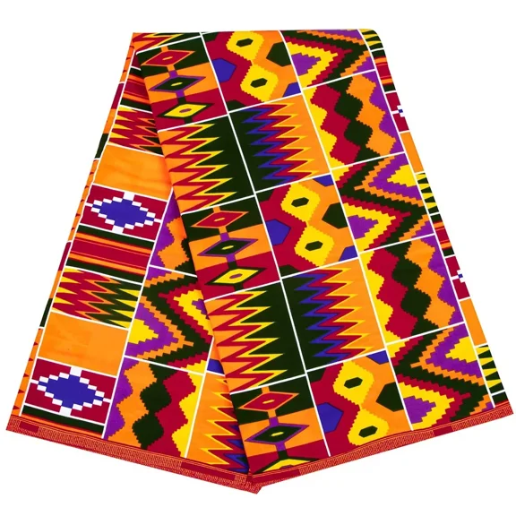 BintaRealWax African Fabric 6 Yards Cotton Wax Print Ankara Fabric for Sewing DIY Party Dress