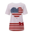 thumbnail image 2 of QLEICOM Womens 4th of July Tops Independence Day Popular American Flag Printed T-shirt Round-neck T Short Sleeve Letters Print Summer Loose Fitting Tee Tops Blouses Hot Pink L, 2 of 6