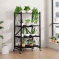 thumbnail image 6 of SUGIFT 4-Tier Foldable Metal Storage Shelf with Wheels, No Assembly, Heavy-Duty Organizer (600 lbs), Black, 6 of 6