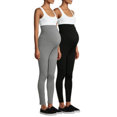 Time and Tru Maternity Leggings with Full Panel, 2-Pack