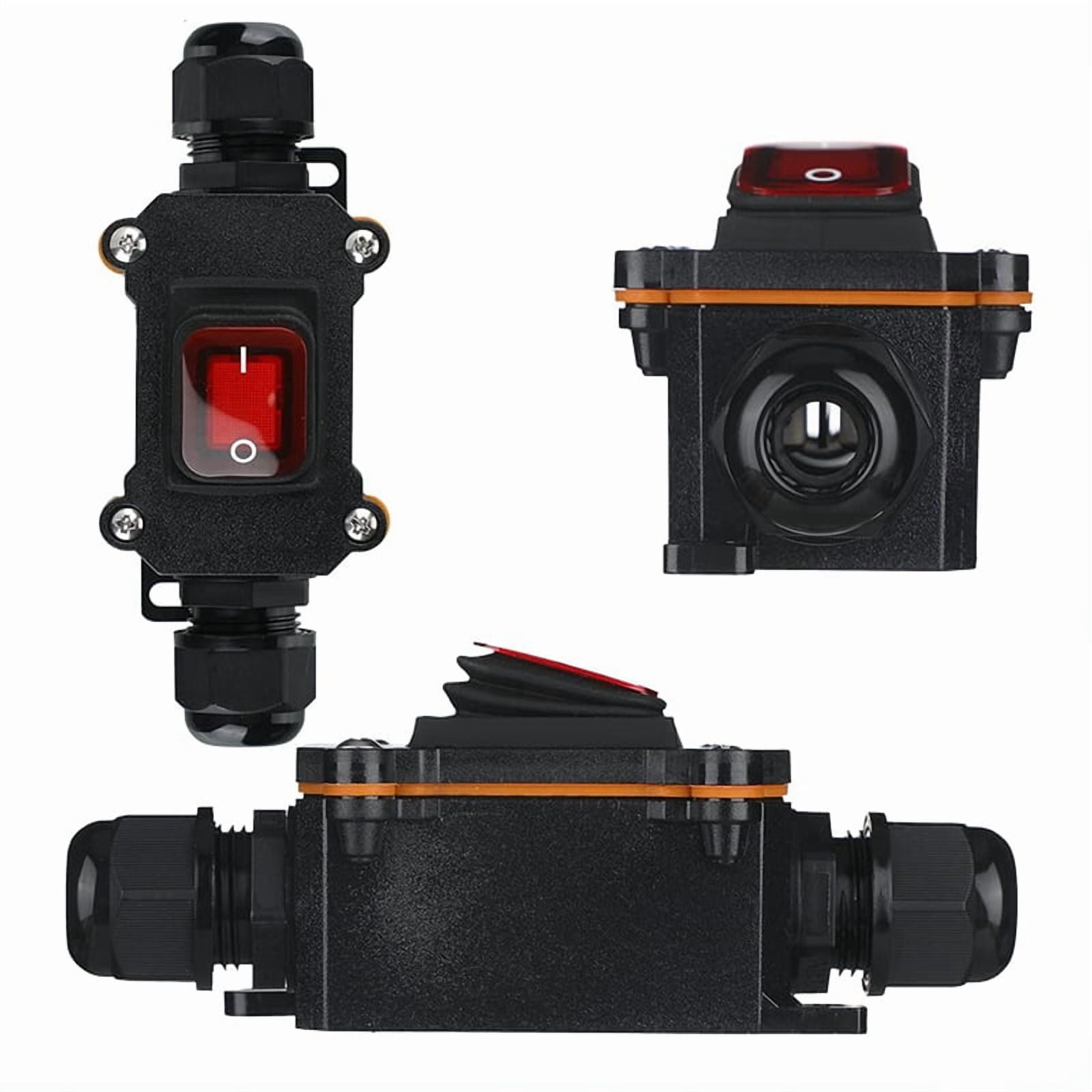 4 Pcs 12V Inline Switch Waterproof Inline Cord Switch Waterproof Toggle Switch with Red Light Rocker Button