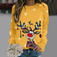 thumbnail image 2 of Wang6 Womens Plus Size Christmas Sweatshirts Cute Xmas Reindeer Snow Printed Long Sleeved Hoodless Tshirts Causal Black Round Neck Loose Fit Pullovers Tops Z_Yellow XL, 2 of 4