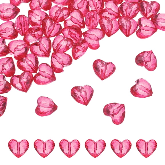 Uxcell 50pcs Acrylic Heart Beads 19x17mm Heart Shape Craft Loose Beads for Decoration Making Bracelet Necklace Jewelry Making, Watermelon Red