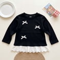 thumbnail image 2 of WUANDIXFA Baby Toddler Cotton Long Sleeve Crewneck Tops 1-14 Years Ruffled Hem Pullover Blouse Daily Casual Clothes,Black,7-8 Years, 2 of 8