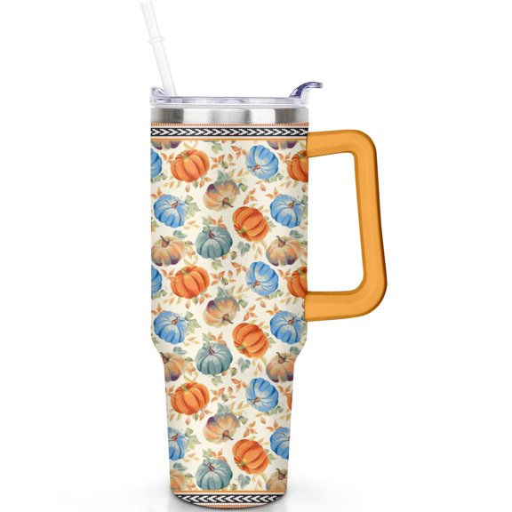 40oz Fall Theme Tumbler with Spill Proof Lid Handle 40 oz Fall Tumbler Straw Double Insulated Coffee Cup Fall Gifts for Men Women Travel Accessories Must Have