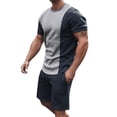 thumbnail image 1 of Cathalem Linen Sets for Men Short Sleeve Tee and Drawstring Waist Shorts Set Tracksuit,Gray XXXXXL, 1 of 4