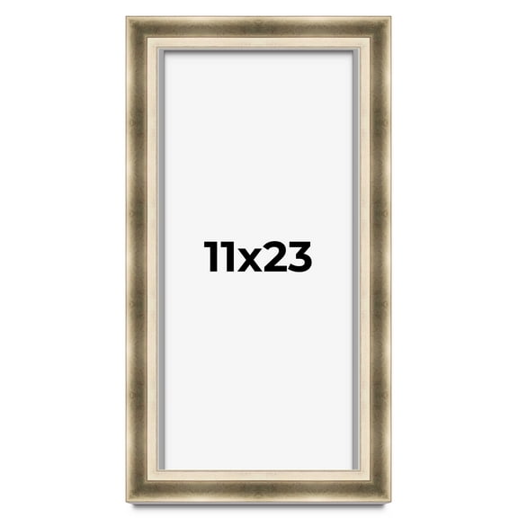 11x23 Shadow Box Frame Silver | 1.75 inches Deep Real Wood Traditional Shadowbox Display Frame | UV