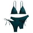 thumbnail image 1 of DGMIOCS Women's Ruffled Bikini Two Piece Bathing Suit Dark Green S, 1 of 7