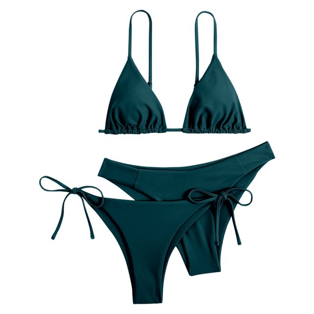 DGMIOCS Women's Ruffled Bikini Two Piece Bathing Suit Dark Green S