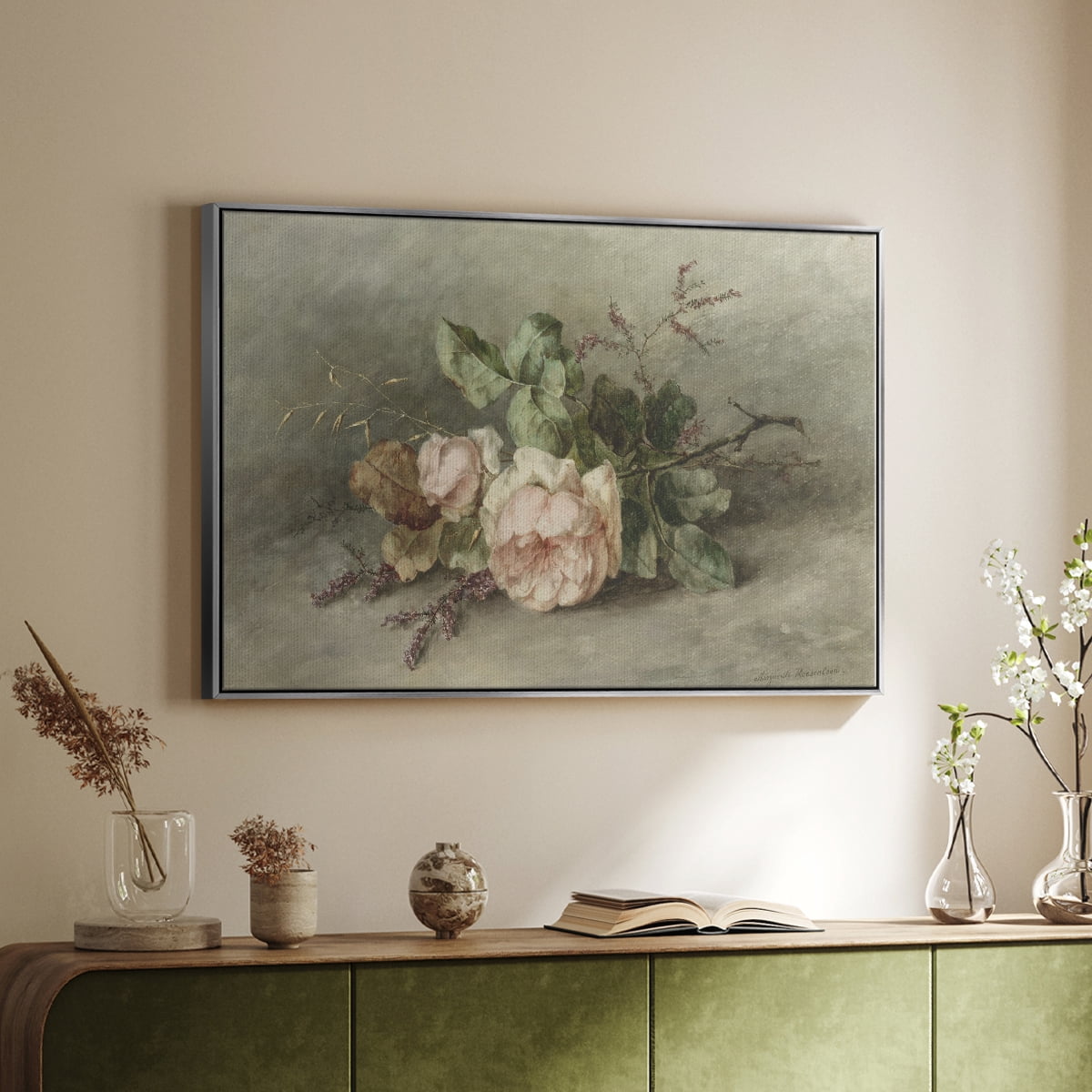 Vintage Botanical Print-XXXVII By Wexford Home Framed in Silver Wood Gallery Wrapped Canvas 17 in. x 25 in.