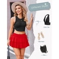thumbnail image 4 of otnbgsr Women's Y2K Ruffle Mini Skirt, Pleated Layered Short Skirt with Adjustable Drawstring Waist, Casual Fashion Bottoms, 4 of 12