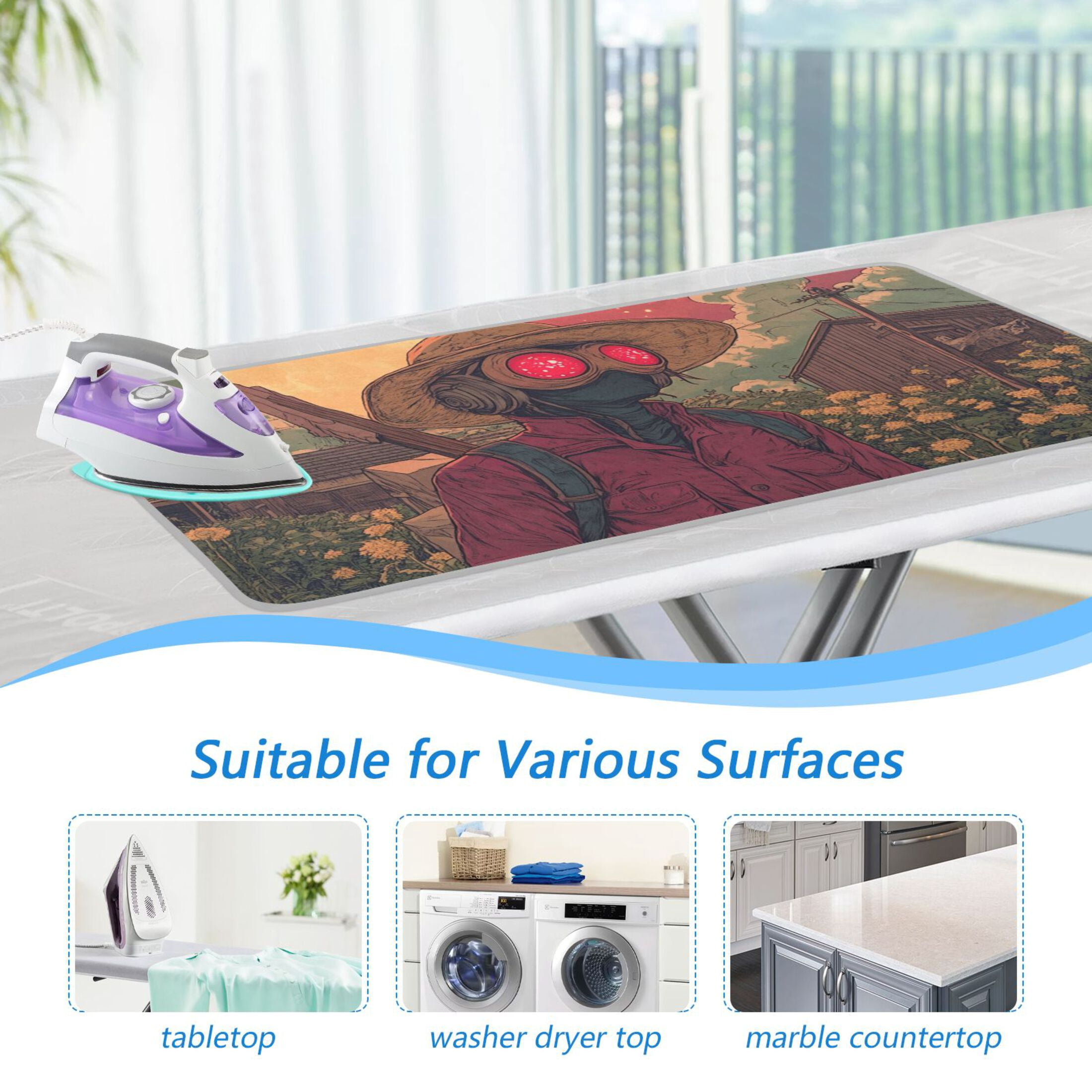 Vintage Halloween Scarecrow Ironing Mat Blanket for Table Top Travel Portable Ironing Board Pad 47.2x27.6 Inch