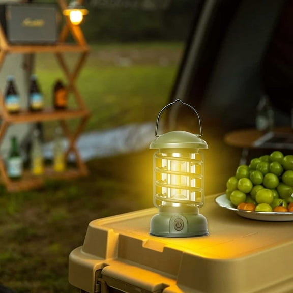 New Portable Retro Camping Lamp, USB Rechargeable Camping Lantern, Hanging Dimmable LED Tent Lantern, Camping Light For Courtyard Outdoor