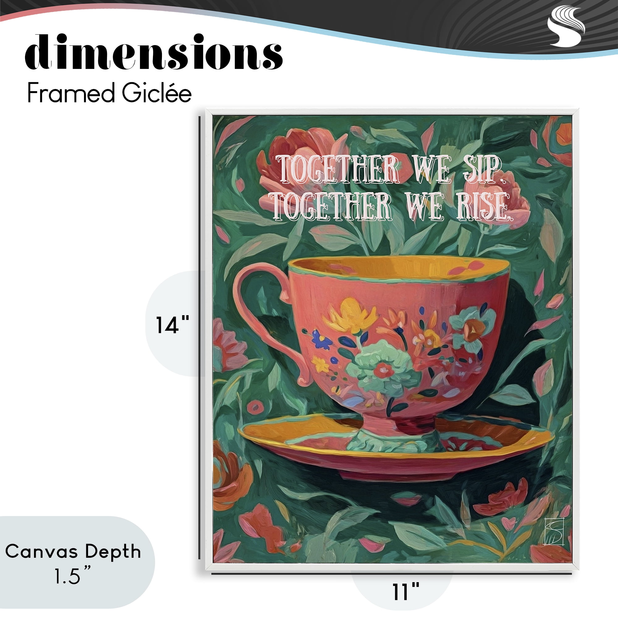 Stupell Industries Together We Sip & Rise White Framed Giclee Art, design by Sara Culpepper