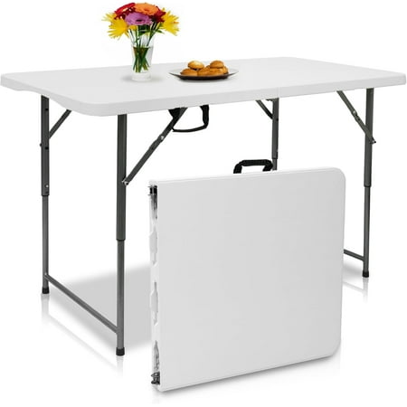 4ft Folding Table Sturdy Outdoor Folding Table Perfect for Camping Picnics Parties Durable Foldable Table with Easy Setup Ideal Portable Folding Tables for Indoor & Outdoor Use