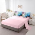 thumbnail image 3 of jejeloiu Coastal Town Watercolor 7-Piece Twin Bedding Sets Kids,Pink Cherry Blossom Bedding Comforter Set,Reversible, 3 of 7