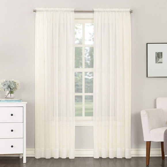 No. 918 Emily Sheer Voile Rod Pocket Curtain Panel 59"" x 120"" Eggshell