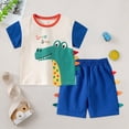 thumbnail image 2 of KPOPLK Toddler Boys 2 Piece Summer Clothes Outfits Short Sleeve Crewneck T-Shirt Graphic Print with Elastic Waist Shorts Set 4T 5T 6T 7T 8T Size 5-6 Years,Beige, 2 of 9
