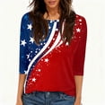 thumbnail image 4 of Womens 250th Anniversary USA Shirts 3/4 Sleeve T-Shirts Loose Red White and Blue Print Pullover Independence Day Patriotic Tops 4th of July Celebration Party Crew Neck Blouses Red L, 4 of 5