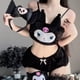 thumbnail image 4 of Sanrio Kuromi Melody Cinnamoroll pijama Sexy dulce Y2k para niñas calientes, ropa de dormir de franela de estilo coreano, conjunto de pantalones cortos esponjosos de dibujos animados, nuevo, 4 of 4